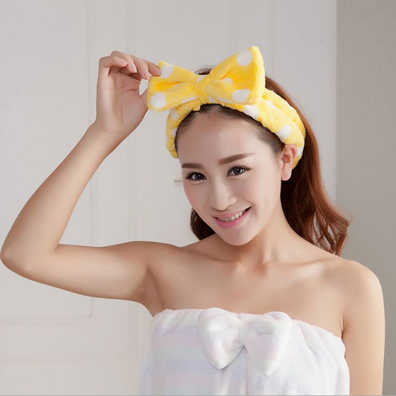 Cute Women Girl Bow Knot Soft Hairband Head Wrap Bath Spa Face Headband Makeup | eBay